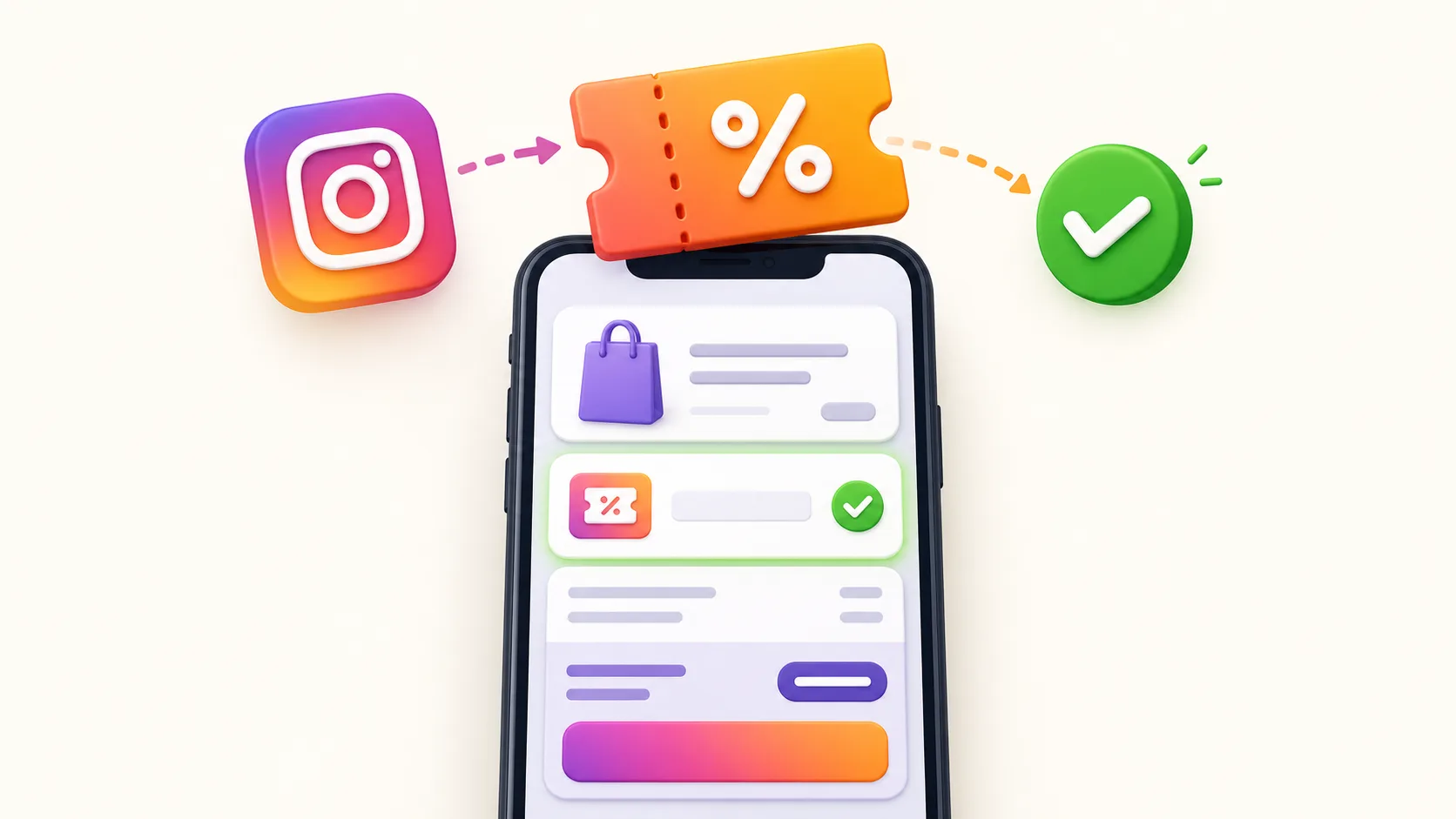 Kiểm tra voucher Instagram và mức giảm tại checkout