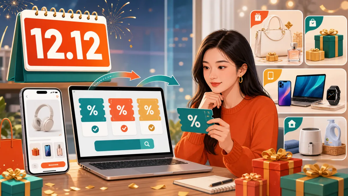 Minh họa săn sale Shopee 12.12 cuối năm cho đơn lớn và quà tặng