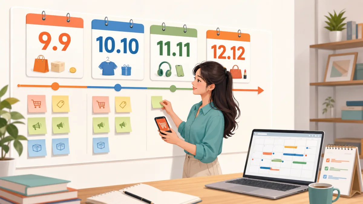Minh họa nữ lên lịch săn Shopee 9.9 10.10 11.11 và 12.12