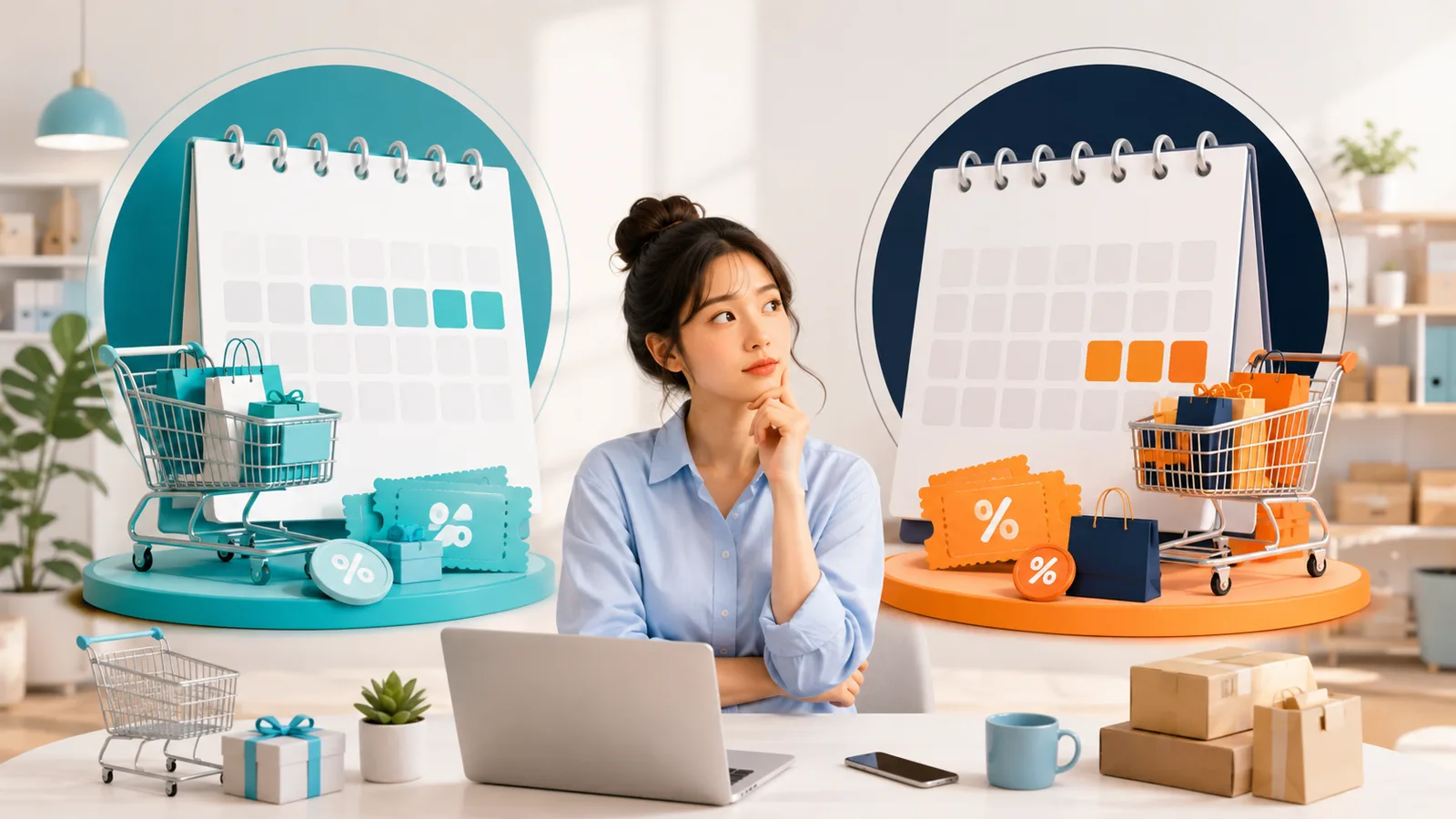Minh họa săn sale Shopee giữa tháng và cuối tháng bằng cách canh mã về lượt
