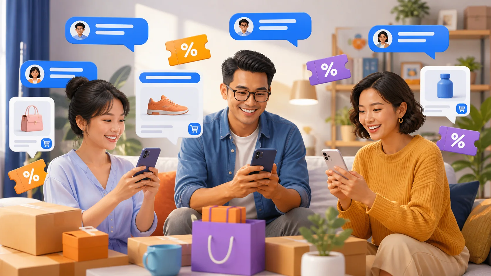 Cộng đồng nhận thông báo voucher Lazada và liên kết lấy mã tự động qua Zalo